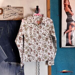 Tramp Floral Button-Up Shirt — Brown & Olive on Cream